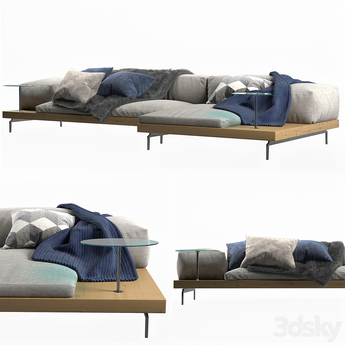 DOCK Sofa With Chaise Longue By B&B Italia - Ghế Sofa - MƯA 3D